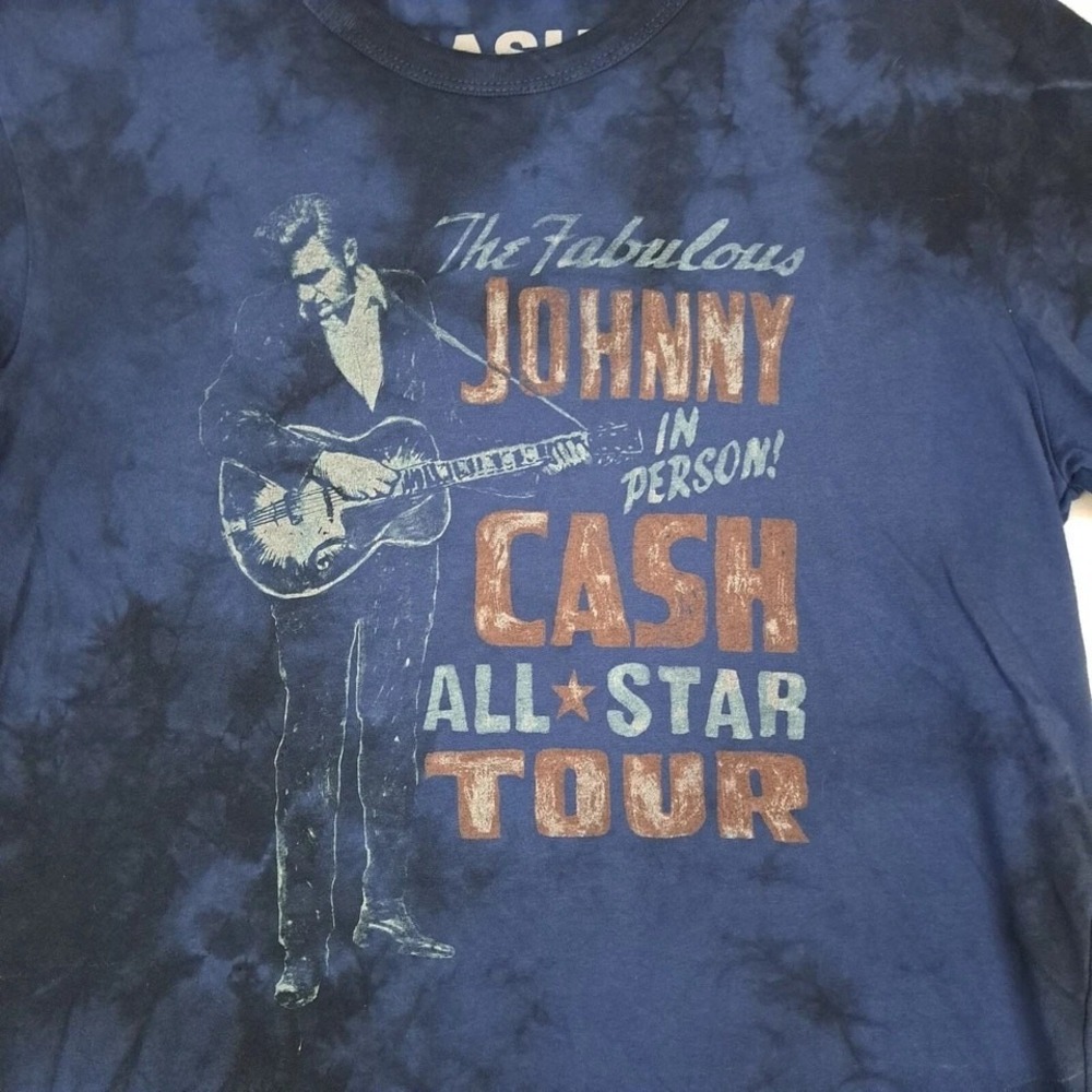 Johnny Cash All Star Tour Tee Men S TieDye Blue Black Country Rock Concert Shirt - Picture 3 of 12